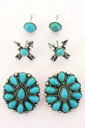 BROKEN ARROW TURQUOISE EARRING SET
