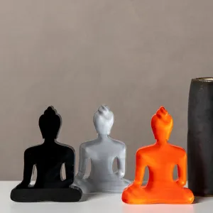 Buddha statue set of 3 - Black, Gray and Orange