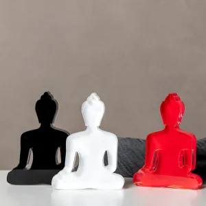 Buddha statue set of 3 - Black, White and Red