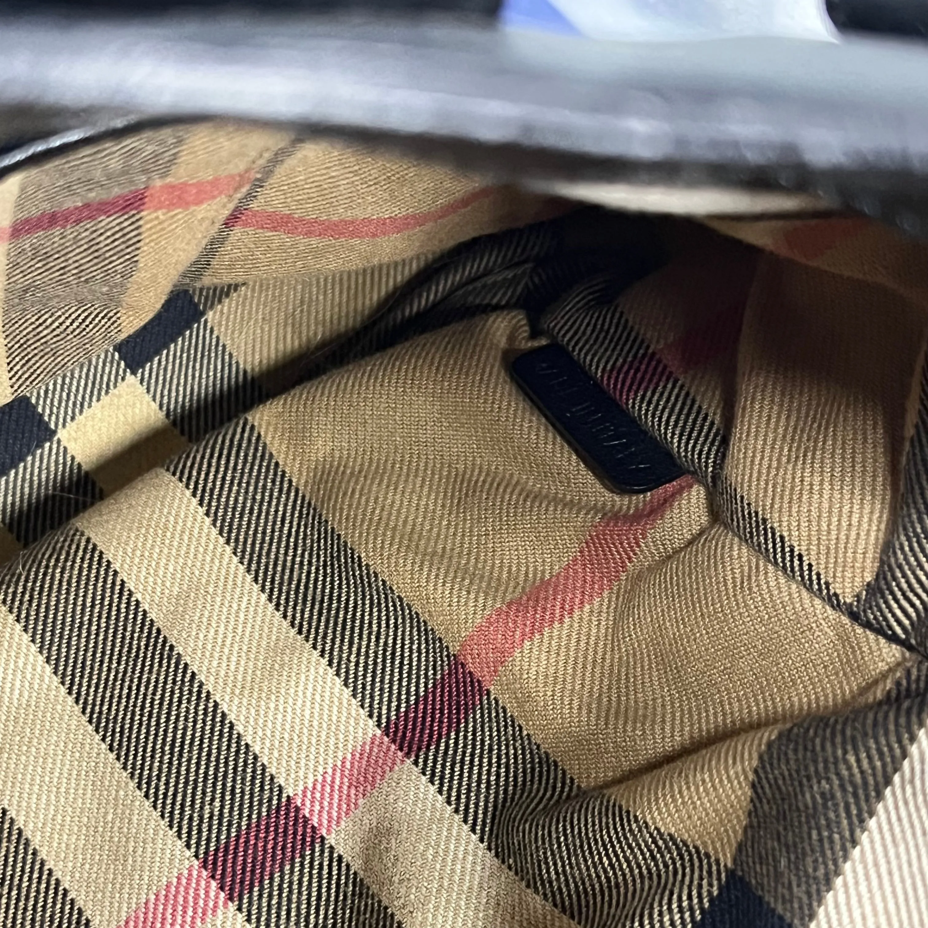 BURBERRY Banner Medium Black Leather House Check Tote Bag TS3902