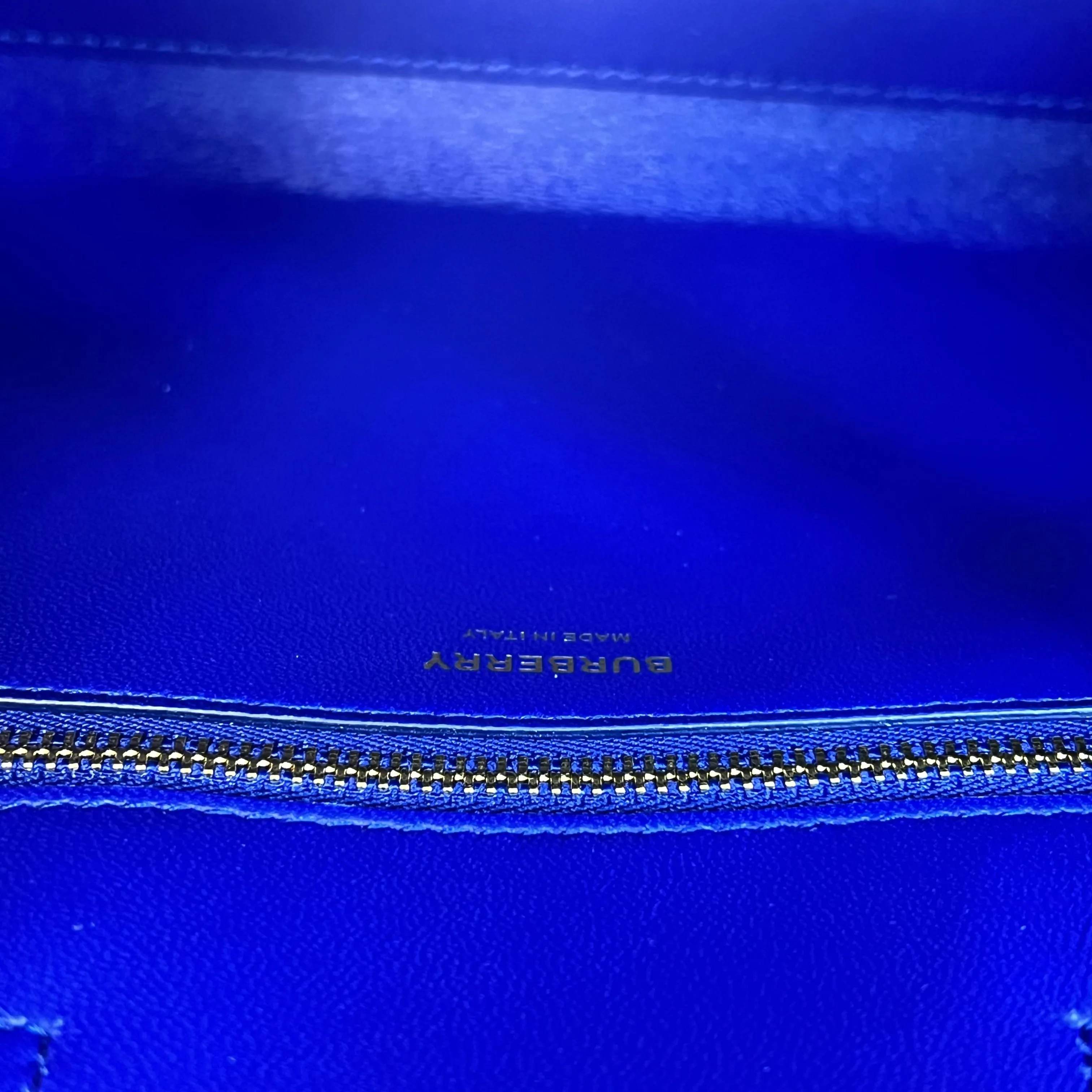 BURBERRY Frances Mini Knight Blue Croc Embossed Leather Tote Bag