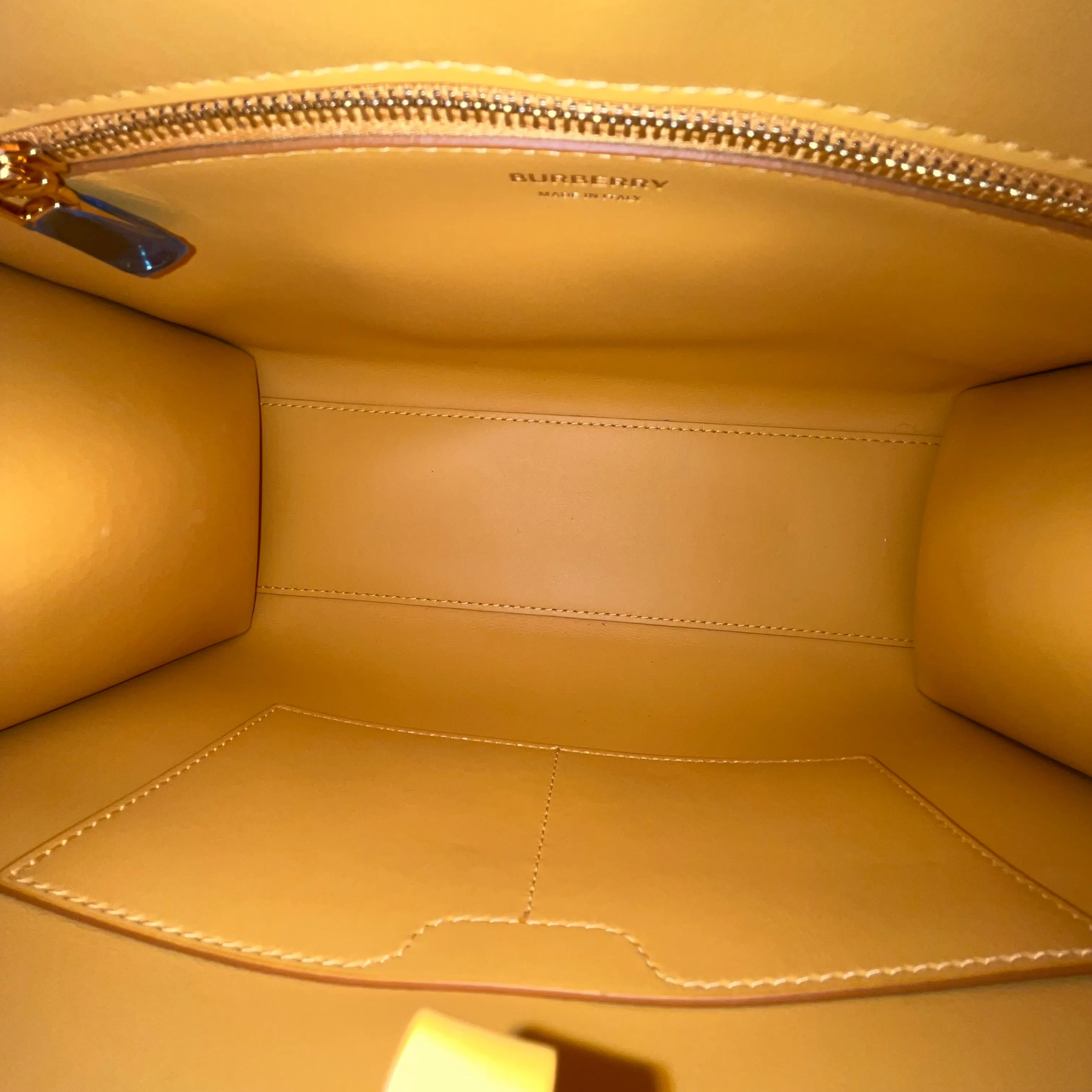 BURBERRY Frances Mini Yellow Lizard Embossed Leather Tote Bag