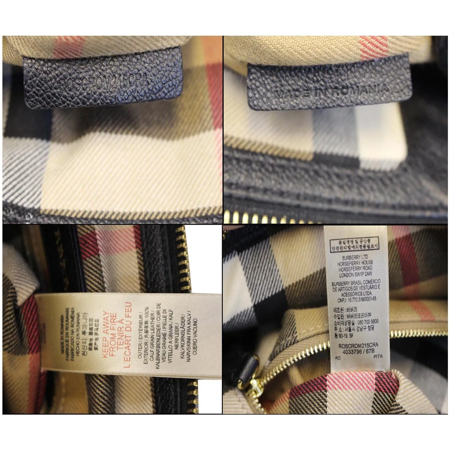 BURBERRY Helmsley House Check Grained Leather Crossbody Bag
