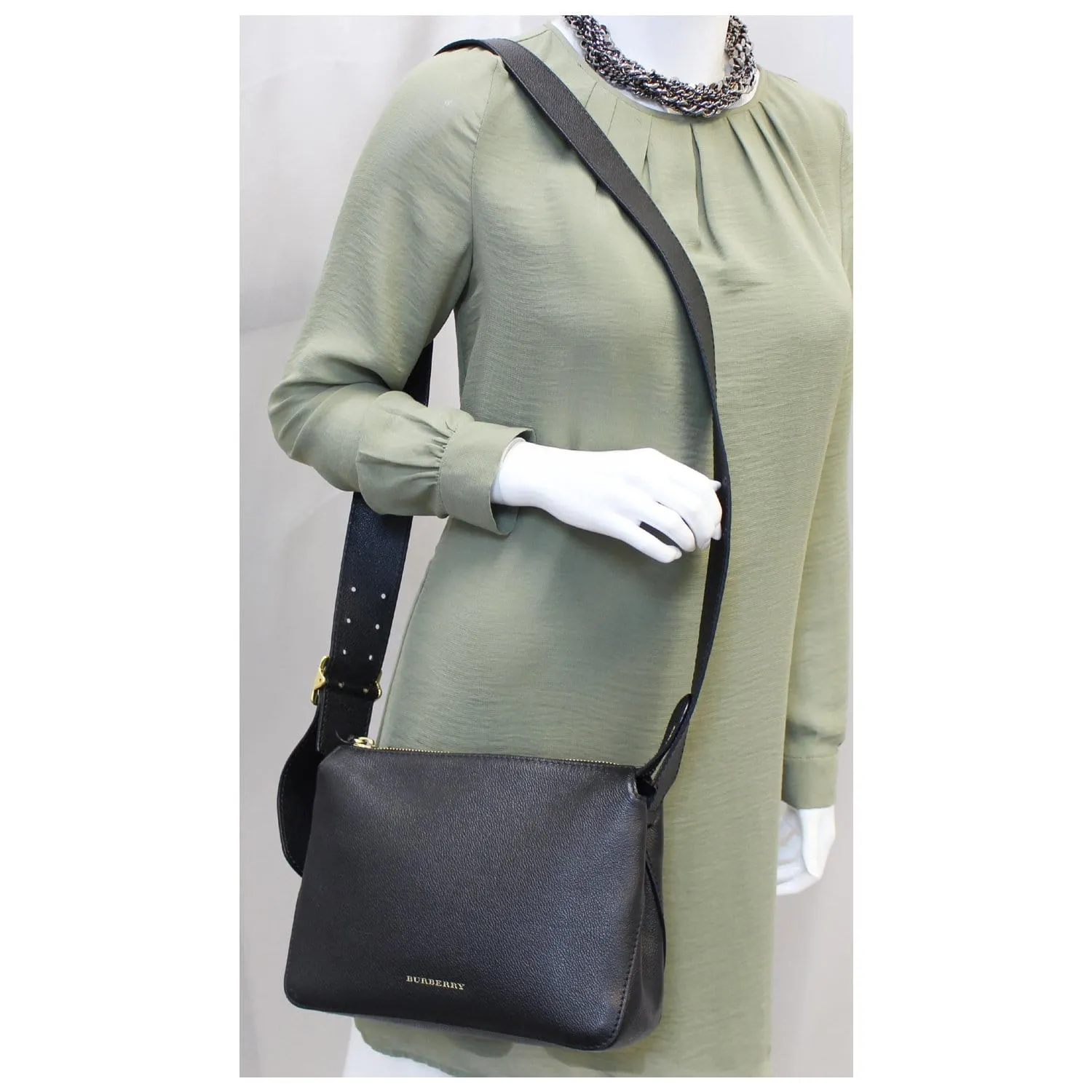 BURBERRY Helmsley House Check Grained Leather Crossbody Bag