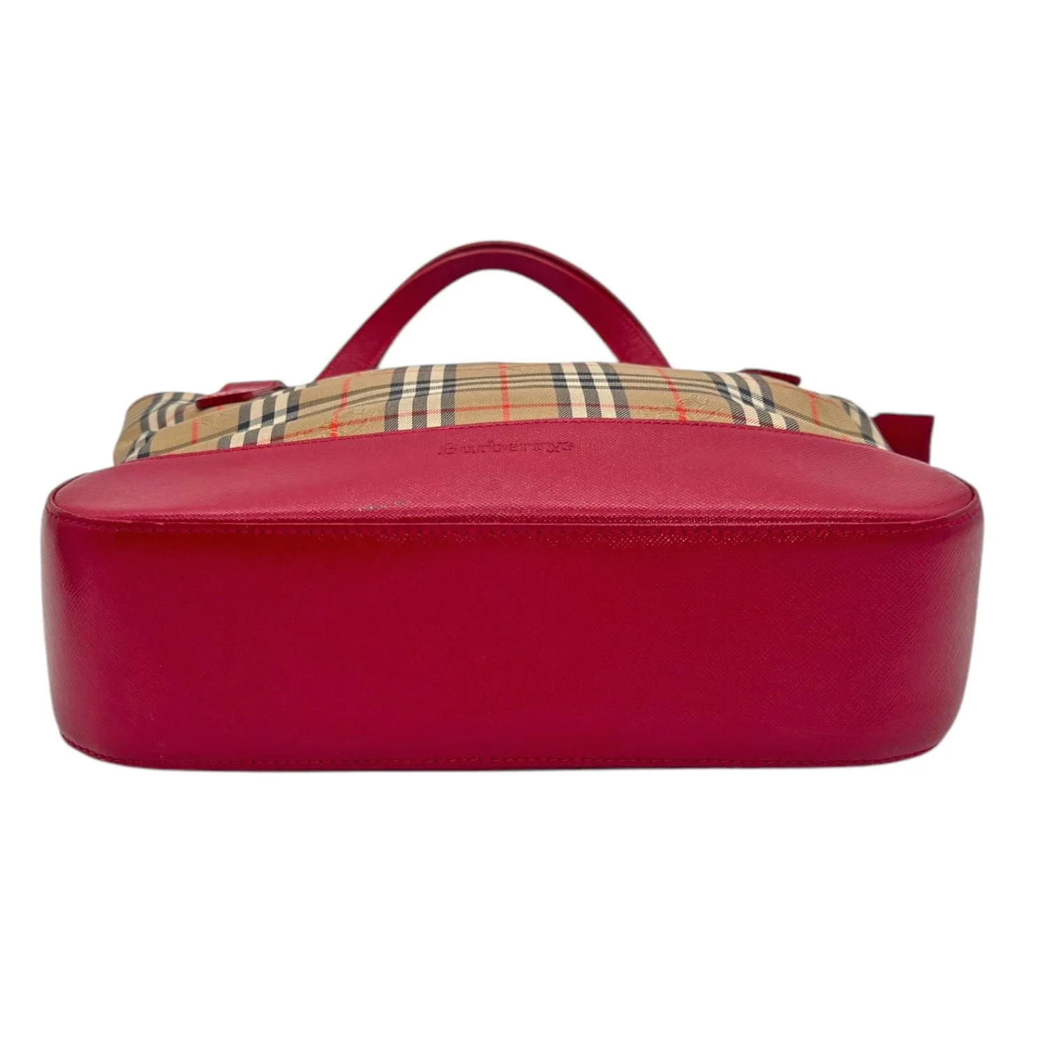 BURBERRY Vintage Haymarket Check Tote Bag - Camel & Red