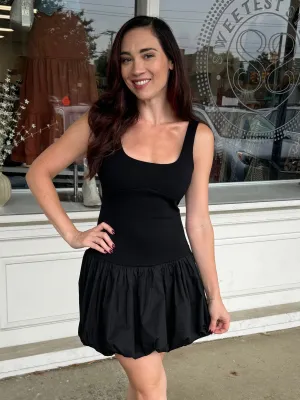 By Surprise Bubble Hem Mini Dress