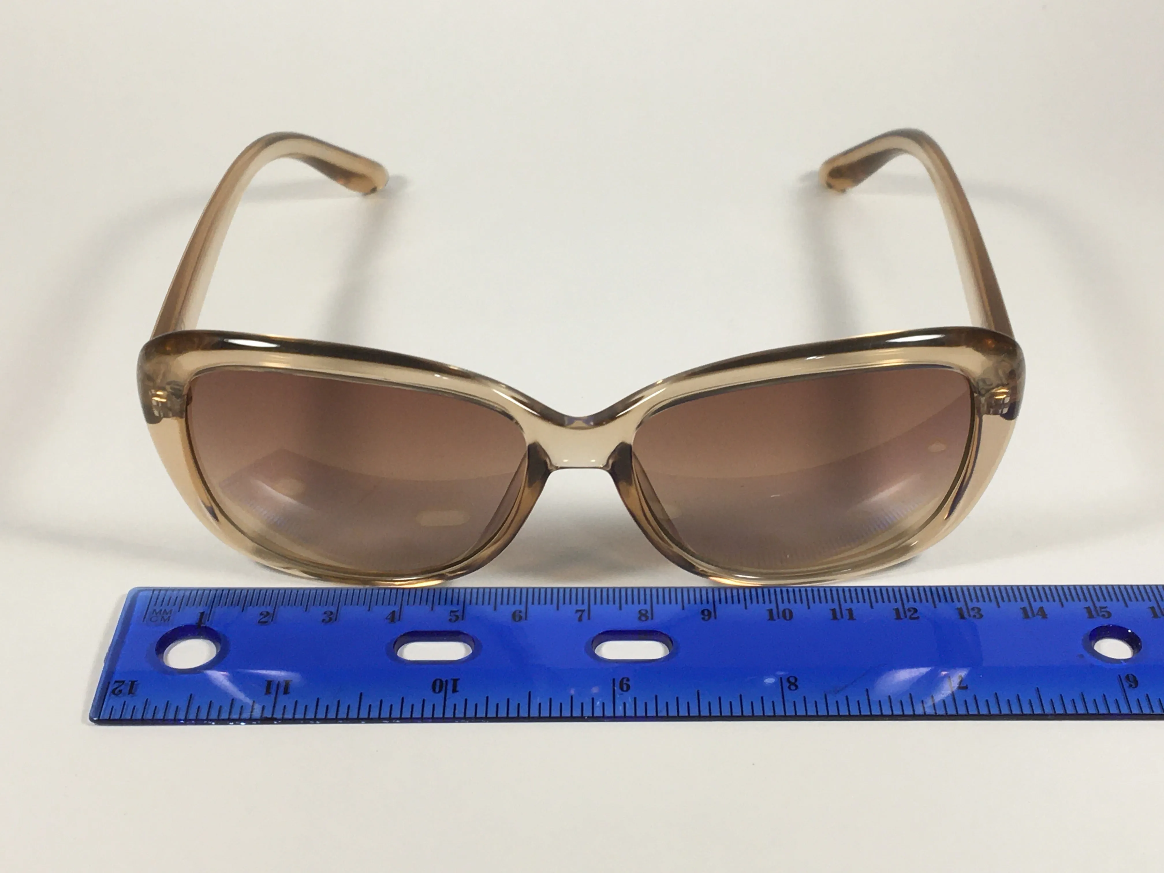 Calvin Klein Oval Sunglasses CK19541S 270 Light Brown Crystal Frame Brown Gradient Lens