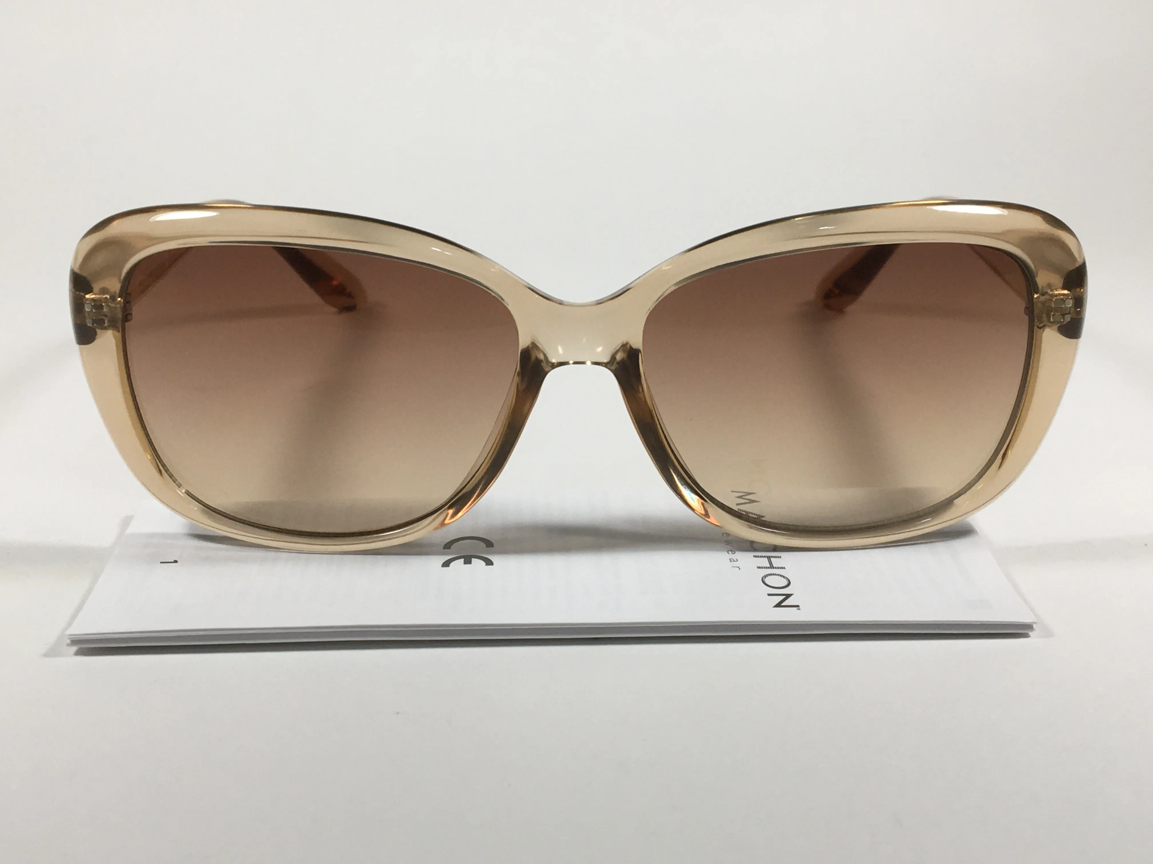 Calvin Klein Oval Sunglasses CK19541S 270 Light Brown Crystal Frame Brown Gradient Lens