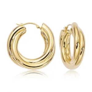 Carla 14k Yellow Gold Triple Twist Hoop Earrings