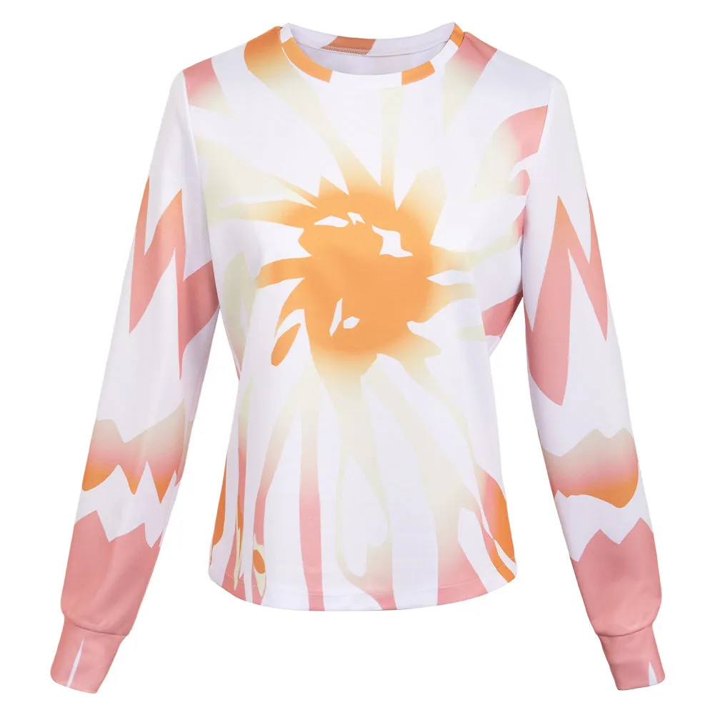 Carol Danvers Printed Long Sleeve Blouse Cosplay Costume Outfits