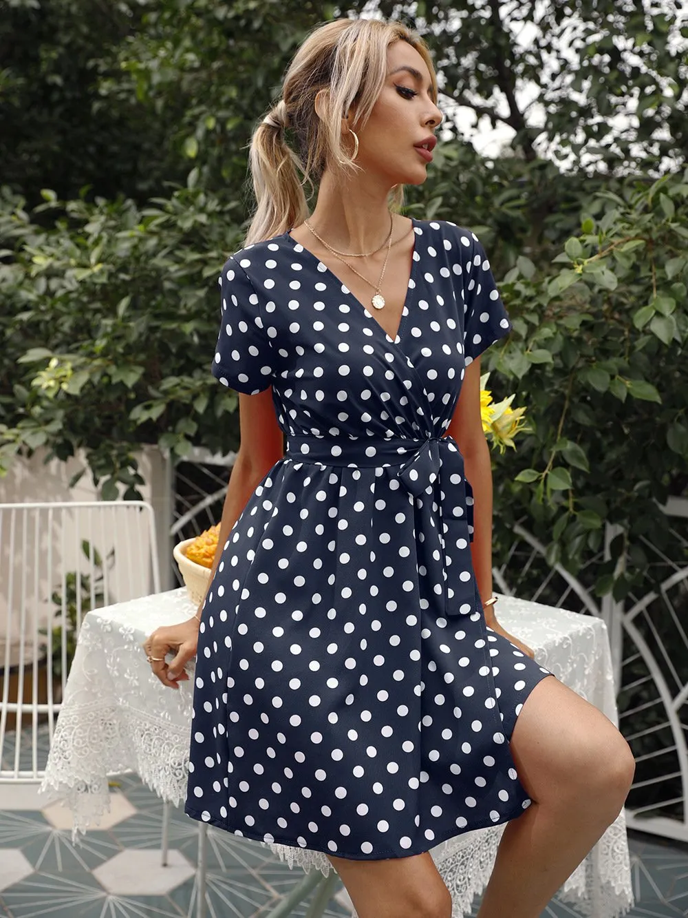 Casual Polk Dot Summer Short Dresses