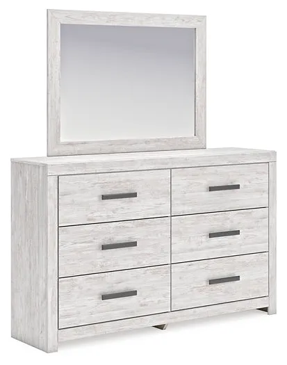 Cayboni Queen Panel Bed with Mirrored Dresser and Nightstand