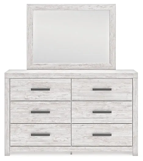 Cayboni Queen Panel Bed with Mirrored Dresser and Nightstand
