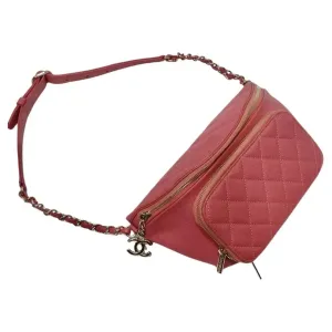 Chanel 2019 Coral Quilted Caviar Business Affinity Waist Bag