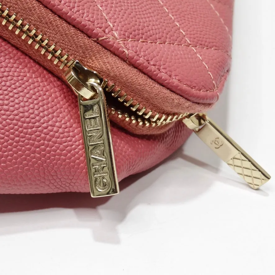 Chanel 2019 Coral Quilted Caviar Business Affinity Waist Bag