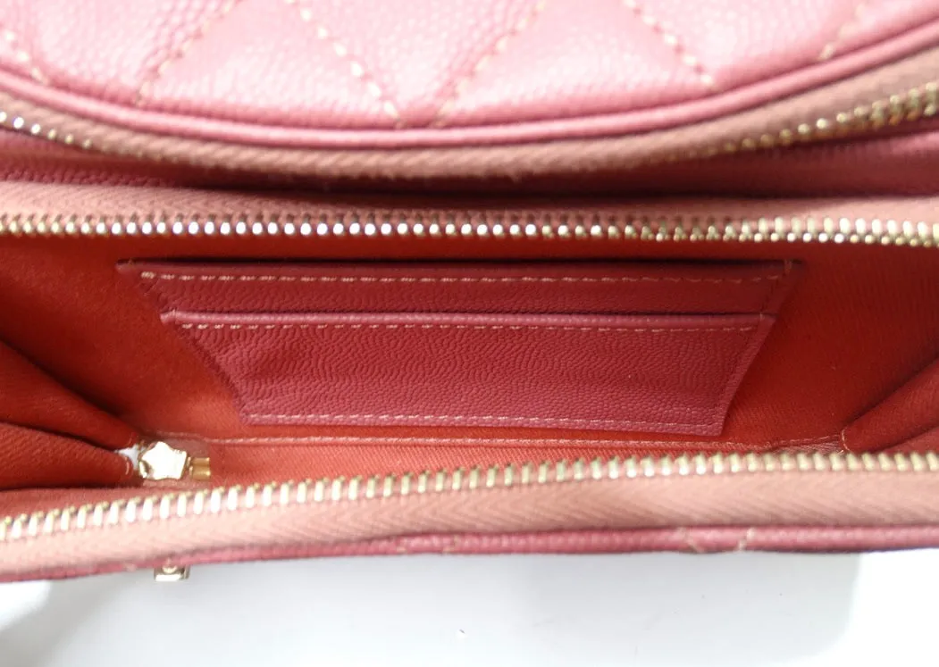 Chanel 2019 Coral Quilted Caviar Business Affinity Waist Bag