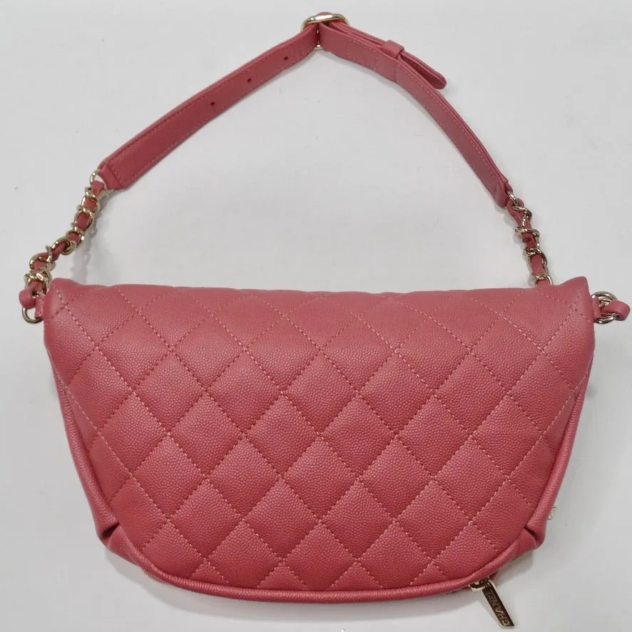 Chanel 2019 Coral Quilted Caviar Business Affinity Waist Bag