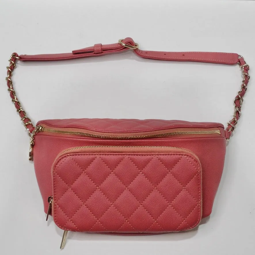 Chanel 2019 Coral Quilted Caviar Business Affinity Waist Bag
