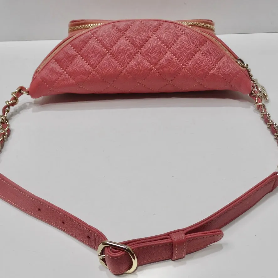 Chanel 2019 Coral Quilted Caviar Business Affinity Waist Bag