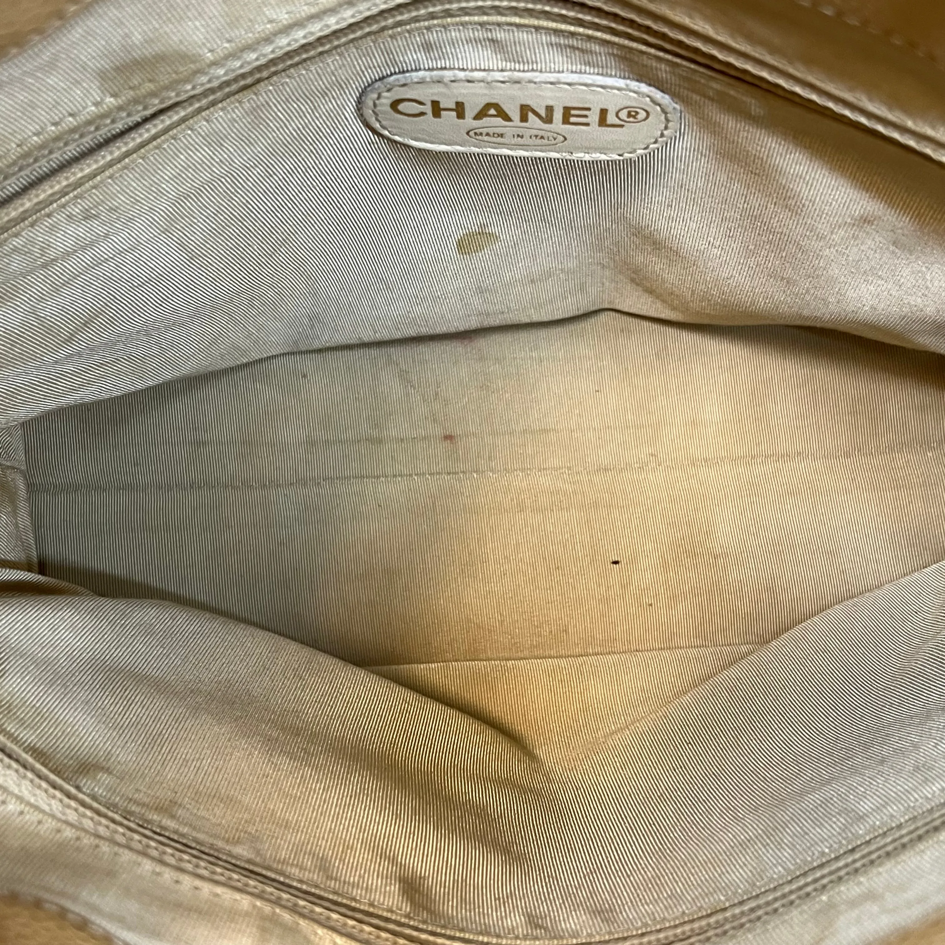 CHANEL LAX Beige Caviar Leather Vintage Tote Bag
