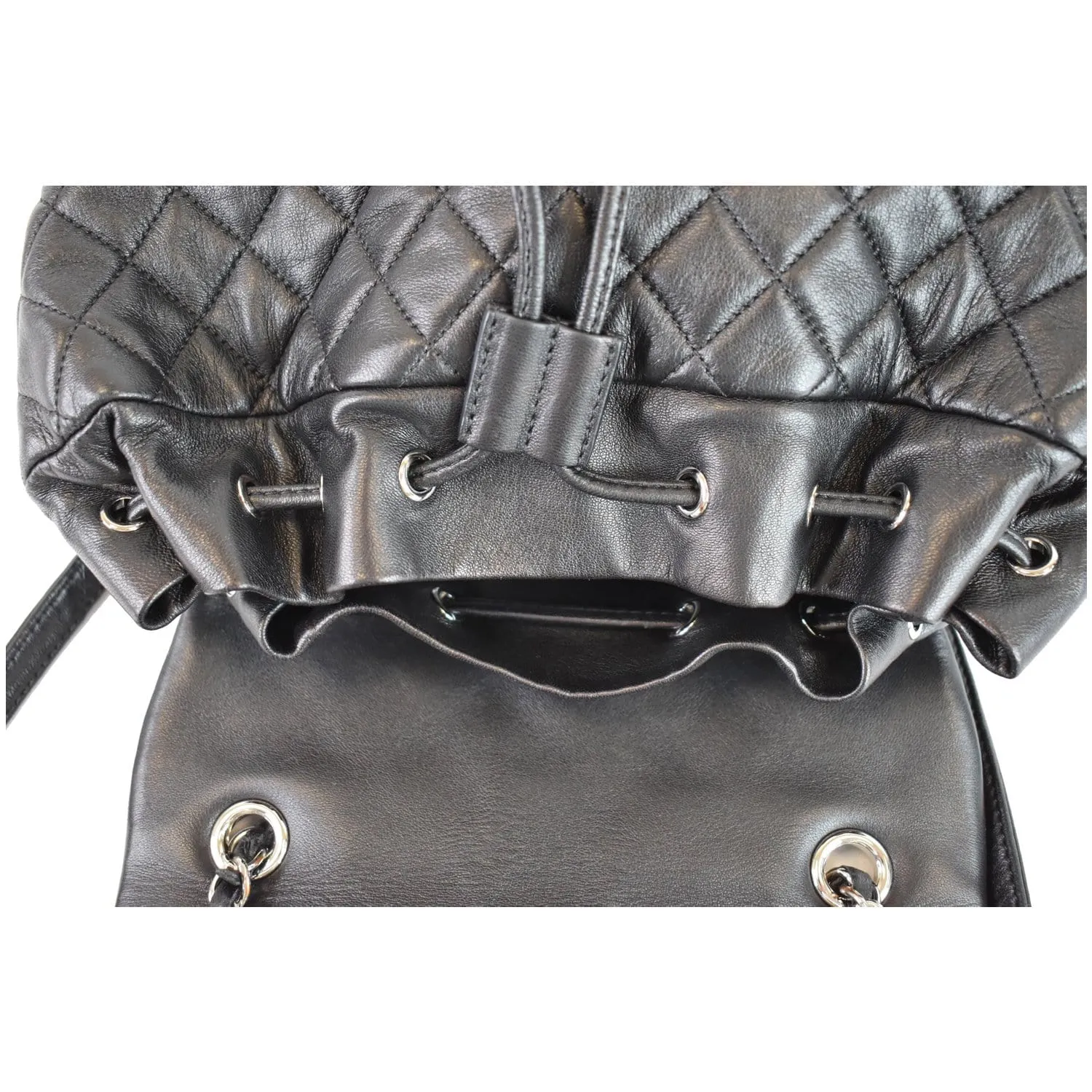CHANEL Small Urban Spirit Quilted Lambskin Backpack Bag Black