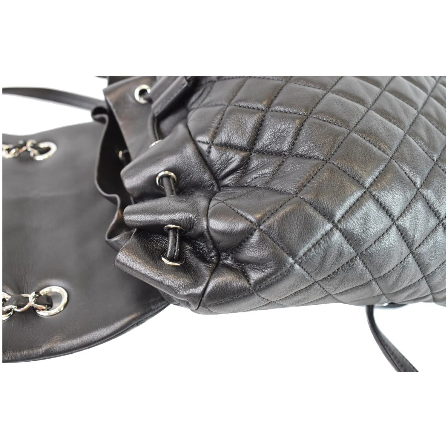 CHANEL Small Urban Spirit Quilted Lambskin Backpack Bag Black