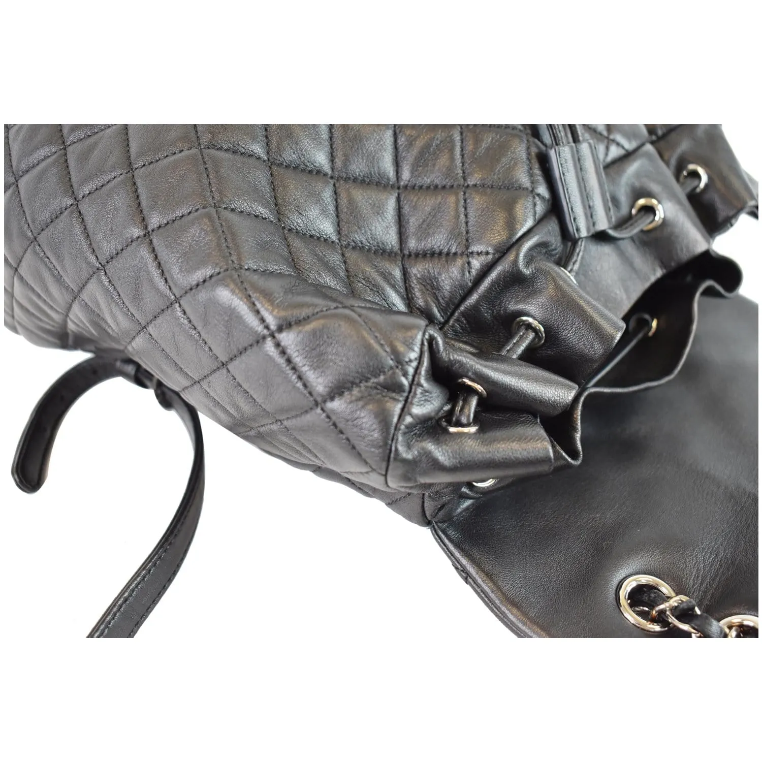 CHANEL Small Urban Spirit Quilted Lambskin Backpack Bag Black