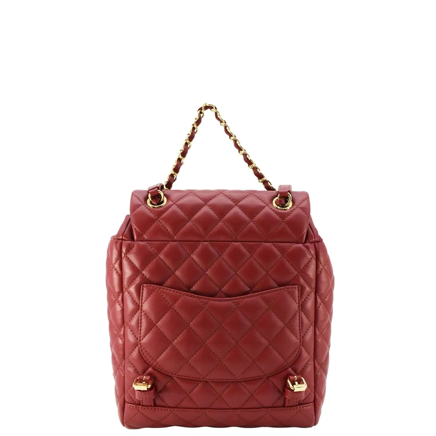 CHANEL Urban Spirit Quilted Leather Backpack Bag Red