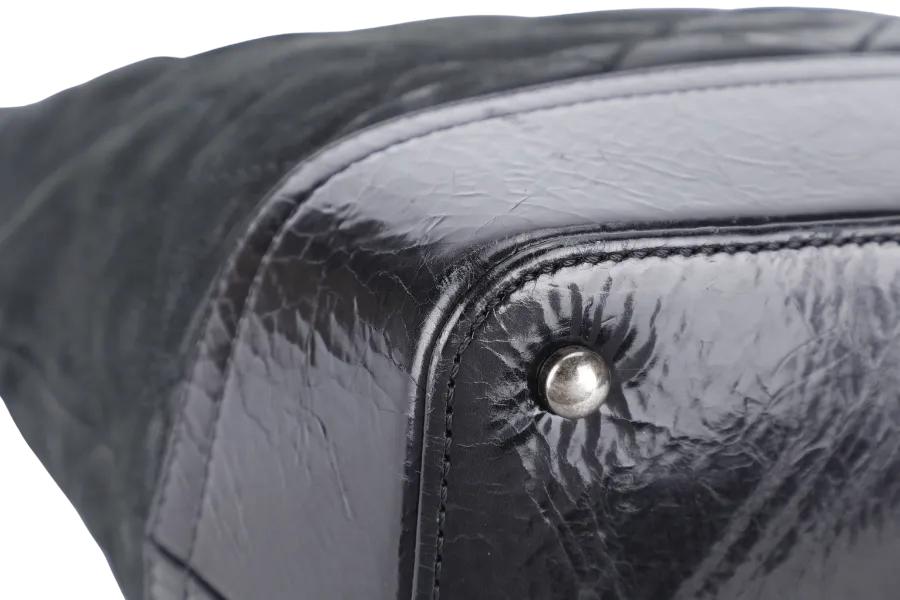 CHANEL VIP TOTE BLACK QUILTED IREDESCENT CALFSKIN LEATHER RUTHENIUM HARDWARE 1494xxxx SILVER HARDWARE WITH CARD AND DUST COVER