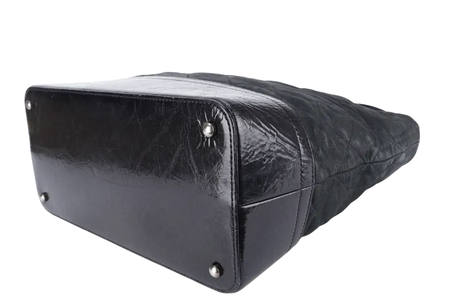 CHANEL VIP TOTE BLACK QUILTED IREDESCENT CALFSKIN LEATHER RUTHENIUM HARDWARE 1494xxxx SILVER HARDWARE WITH CARD AND DUST COVER
