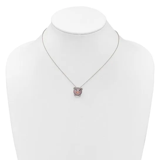 Cheryl M Sterling Silver and Rose Gold Plated CZ Pig Necklace