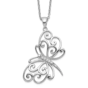 Cheryl M Sterling Silver CZ Filigree Butterfly Necklace