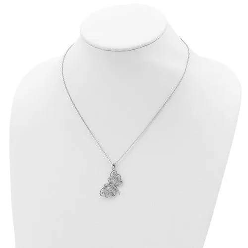 Cheryl M Sterling Silver CZ Filigree Butterfly Necklace