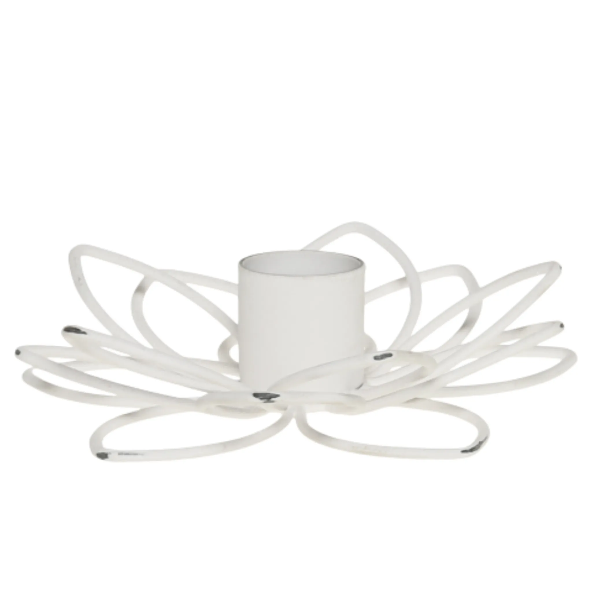 Chic Antique lysestage blomst - Hvid antique - 2 størrelser