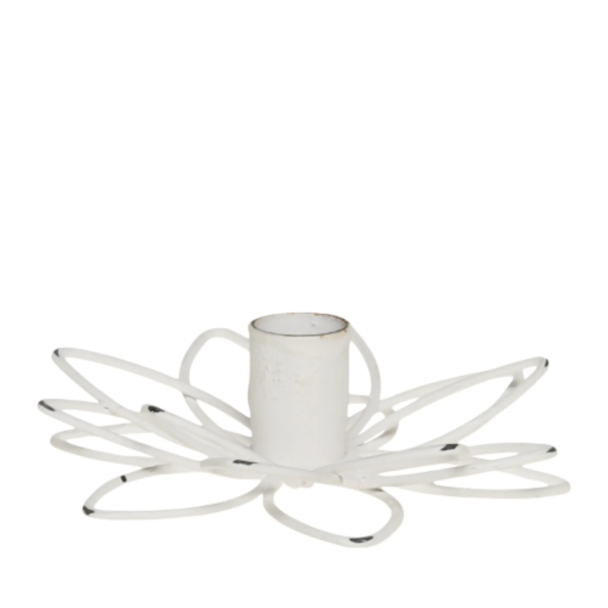 Chic Antique lysestage blomst - Hvid antique - 2 størrelser