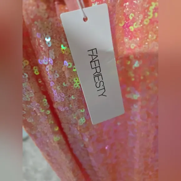 Chic Peach Sequin One-Shoulder Dress