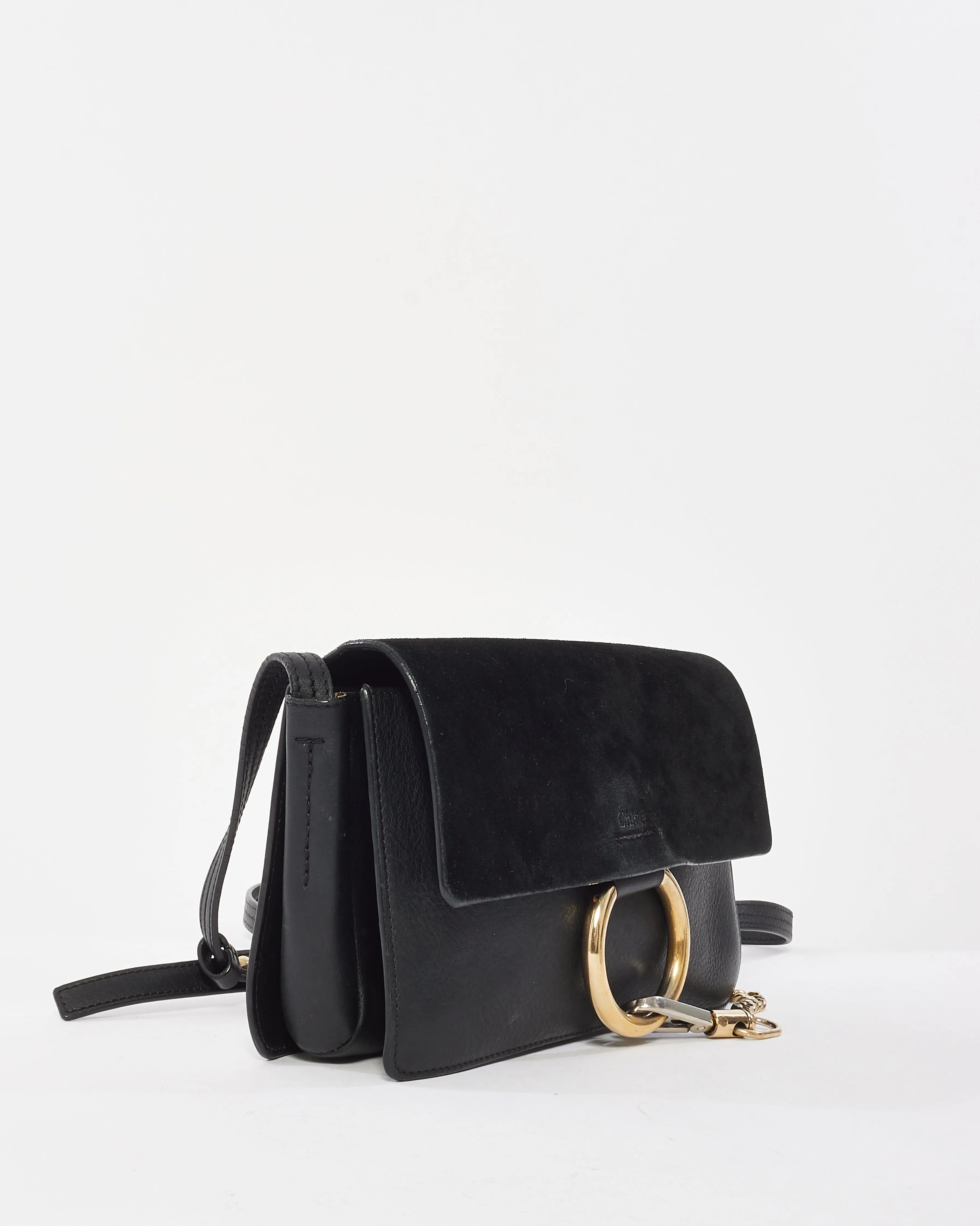Chloé Black Suede & Leather Faye Crossbody Bag