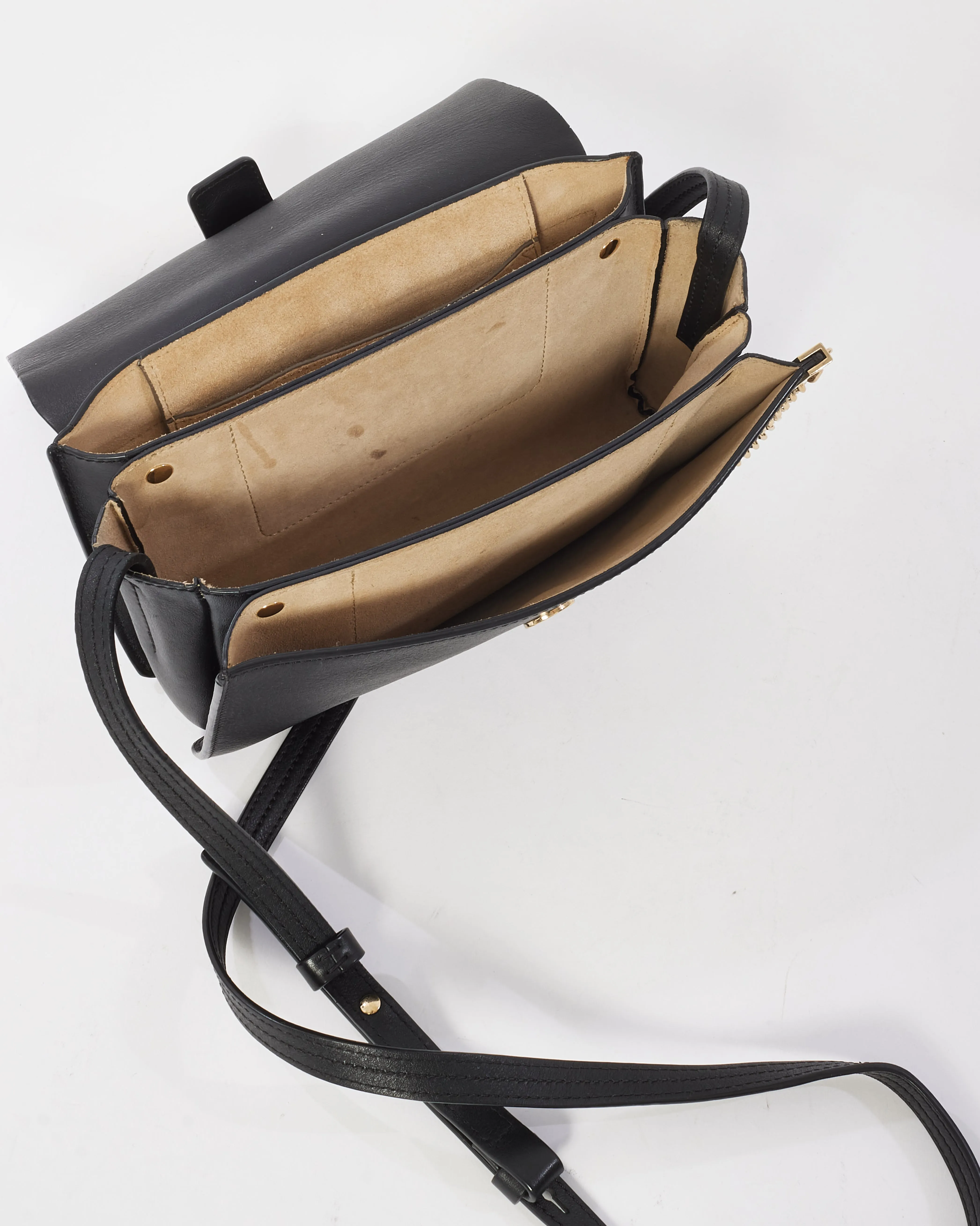 Chloé Black Suede & Leather Faye Crossbody Bag
