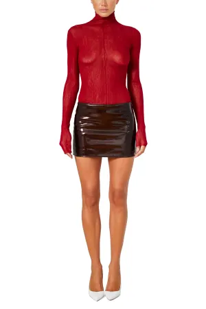 Chocolate PVC Low Slung Mini Skirt