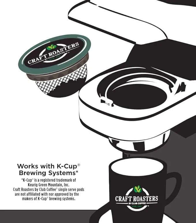 Club Coffee Craft Roasters | French Roast Single Serve Pods | 120 Count (20 Count, Pack of 6) | Compostable Coffee Pods | Keurig Brewer Compatible | Rainforest Alliance Certified