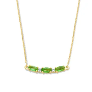 Collier avec motif - Or Jaune et Blanc, Diamants et Emeraude (065530EA)