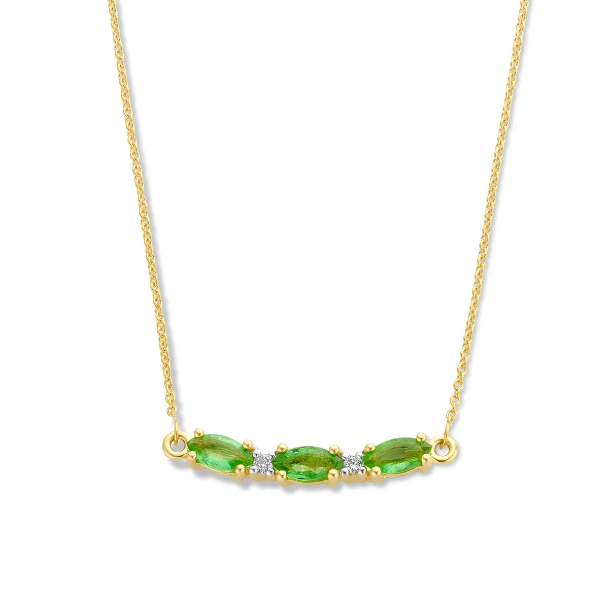 Collier avec motif - Or Jaune et Blanc, Diamants et Emeraude (065530EA)