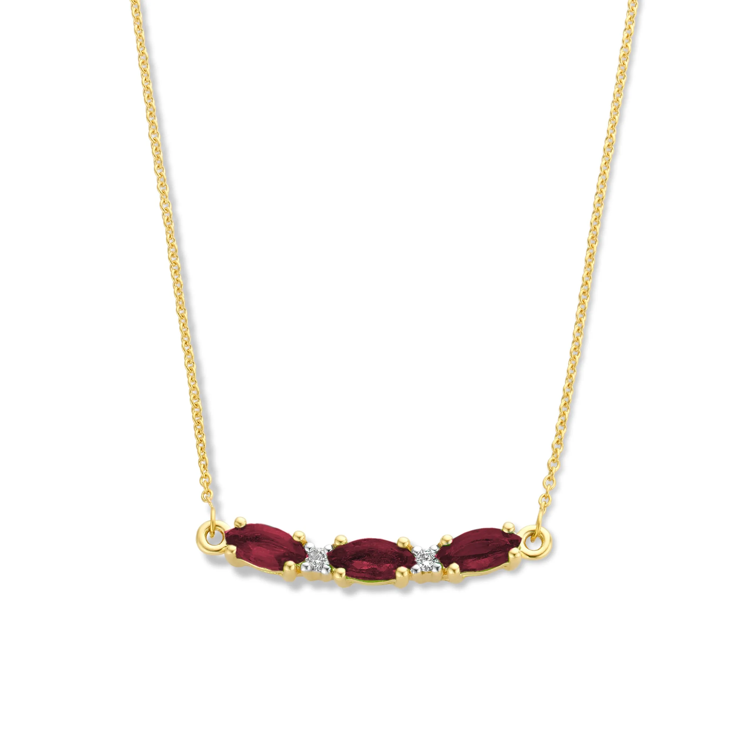 Collier avec motif - Or Jaune et Blanc, Diamants et Rubis (065530/RA)