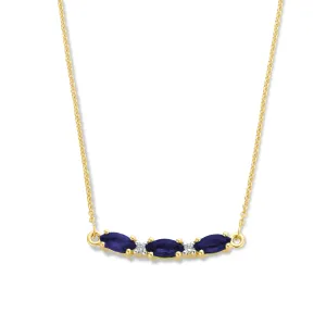 Collier avec motif - Or Jaune et Blanc, Diamants et Saphir (065530/SA)