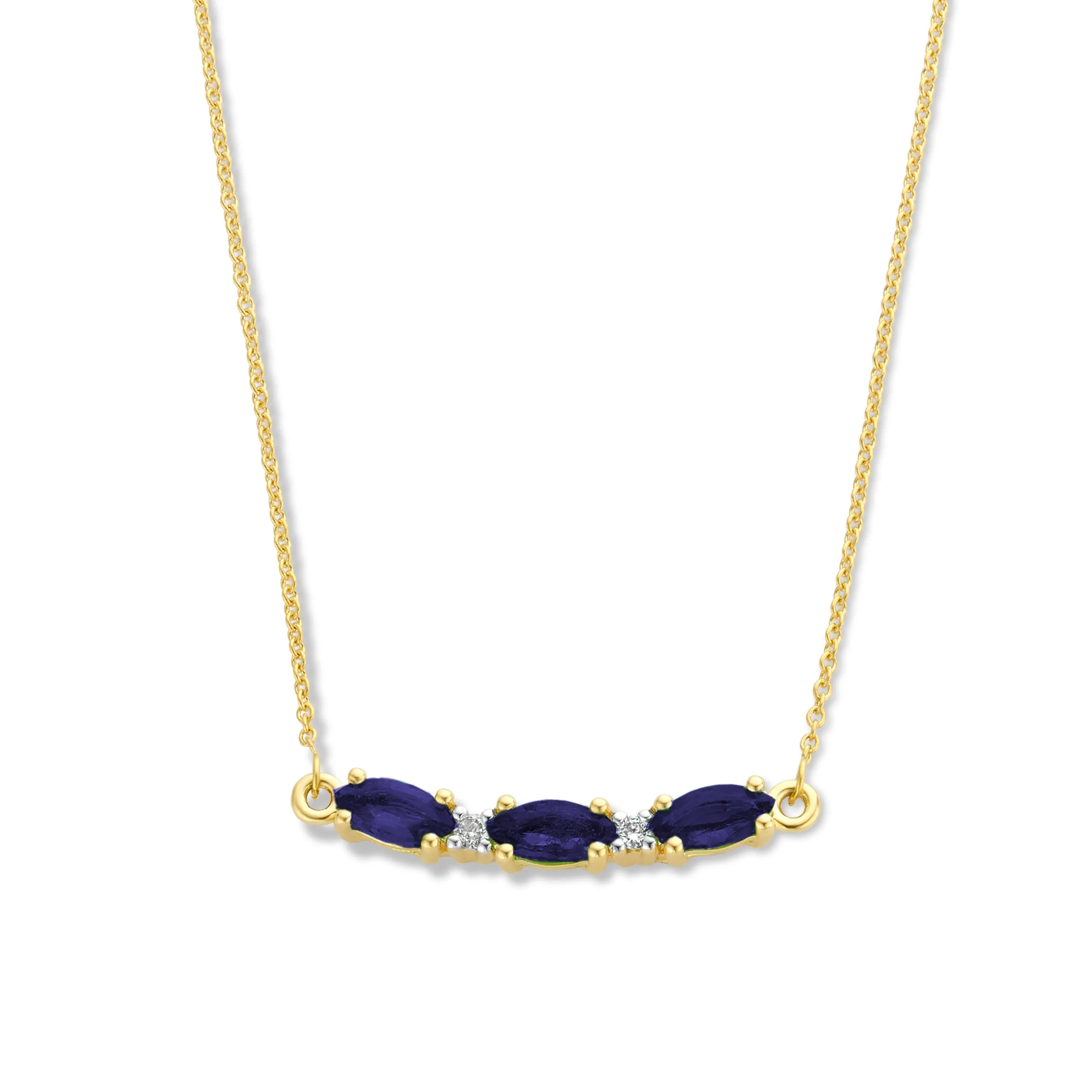 Collier avec motif - Or Jaune et Blanc, Diamants et Saphir (065530/SA)