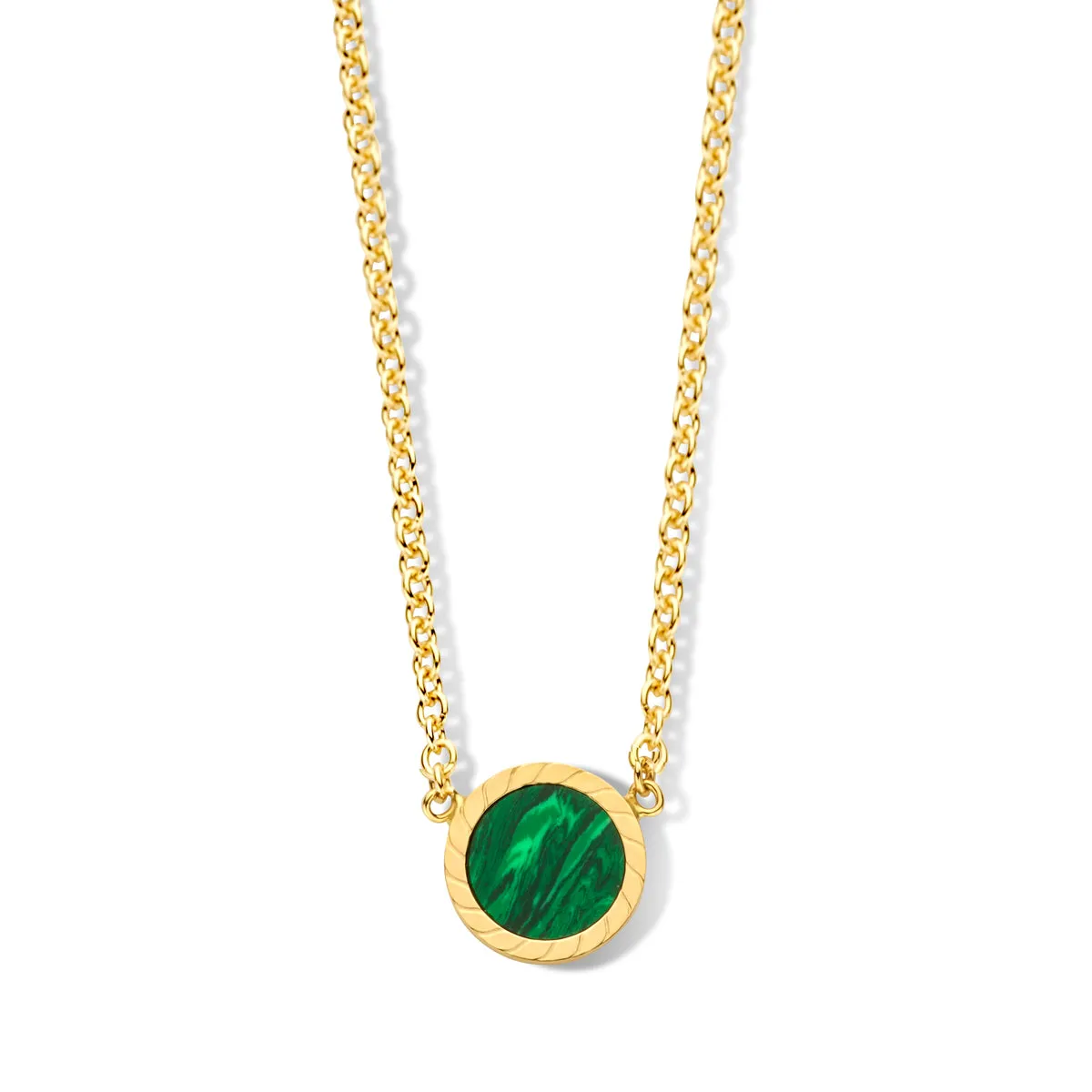 Collier avec motif - Or Jaune et Malachite (067084D)