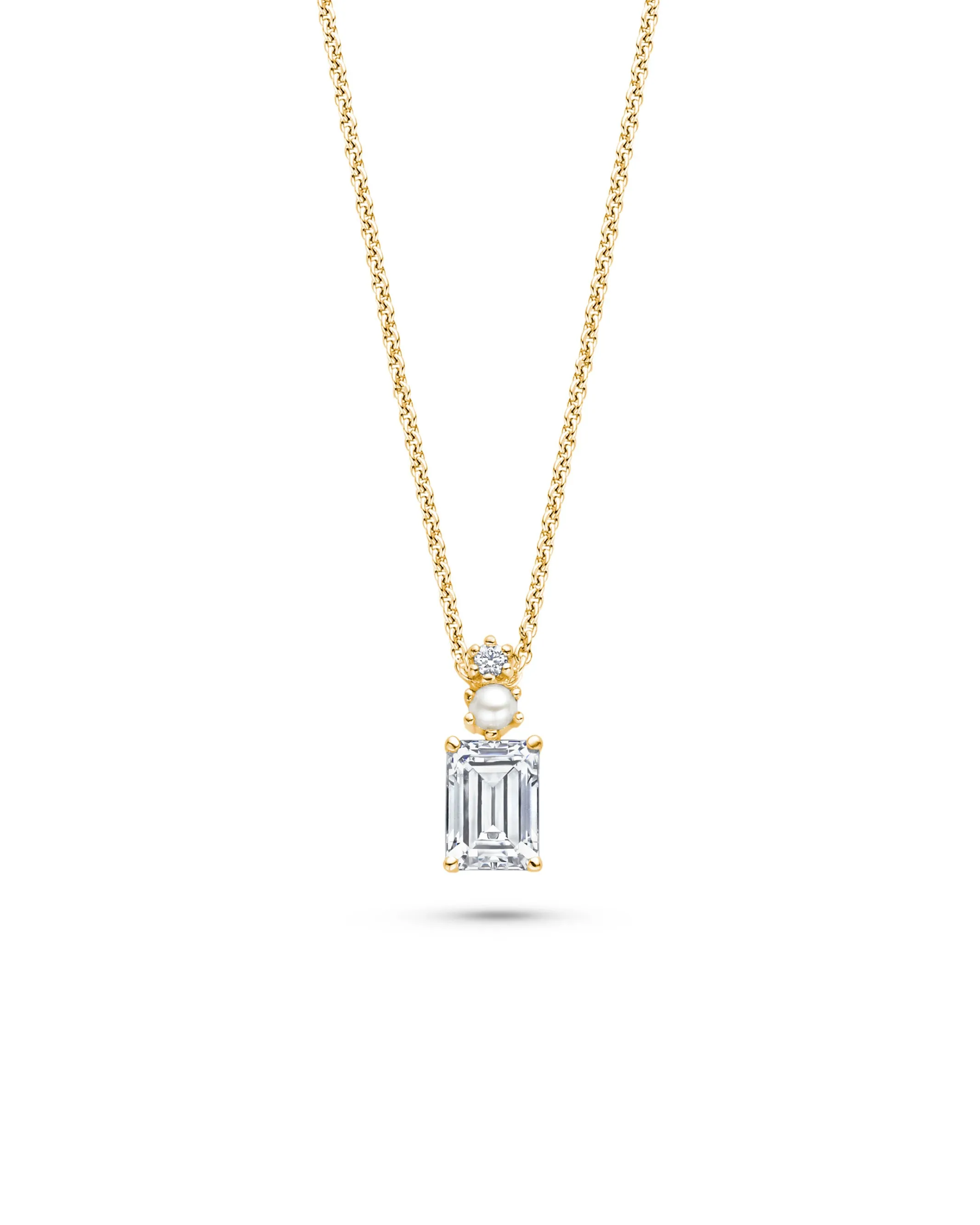 Collier FJF - Icon Octagon, Plaqué or, Perle et Zircons (FJF0010023Y)