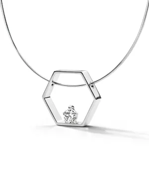 Collier FJF - Pentagon, Argent et Zircons (FJF0010003SW)