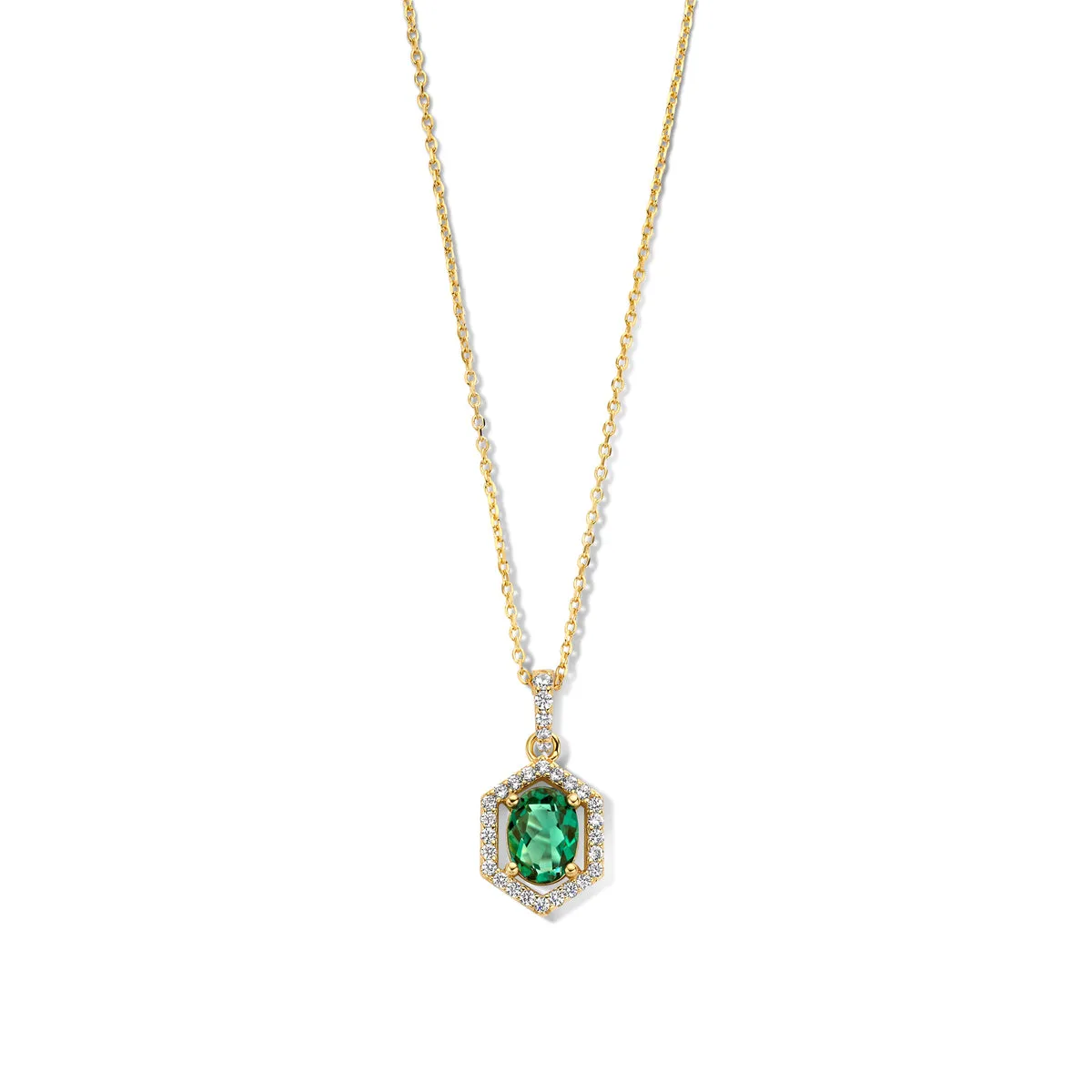 Collier Naiomy - plaqué or et zircons verts (N3U70)