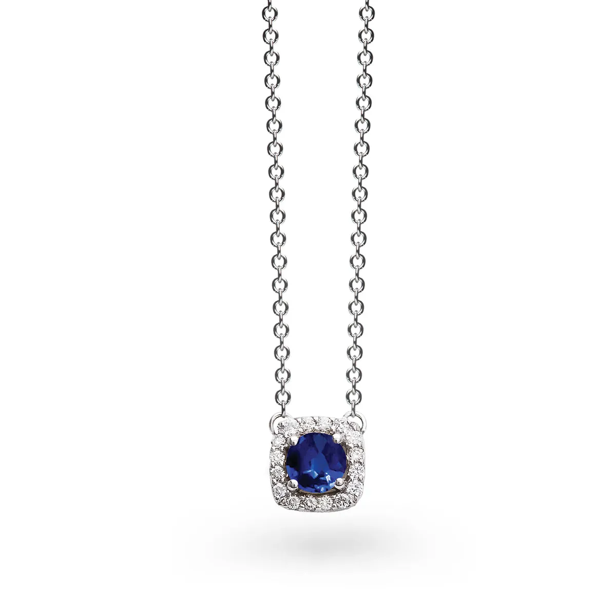 Collier One More - Salina Or Blanc, Saphir Bleu et Diamants (047524SA)